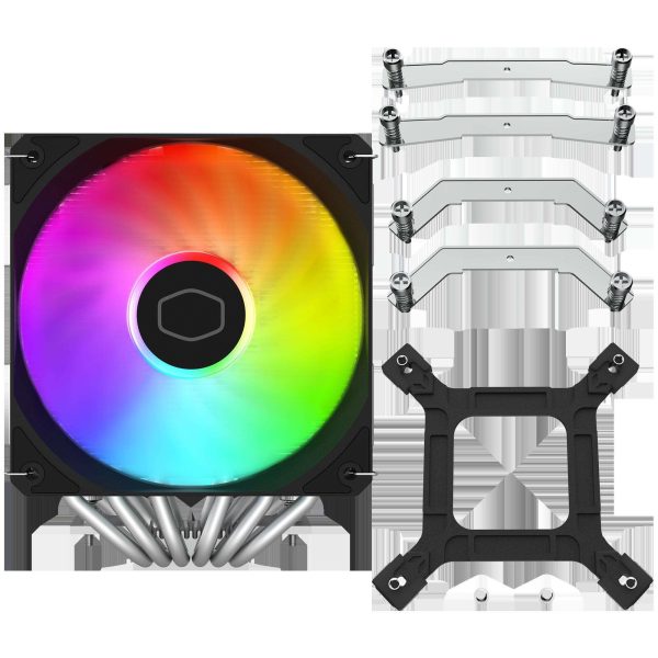 Cooler Master Hyper 620S Dual Tower CPU Air Cooler, ARGB Sync, 120mm PWM Fan, 6 Copper Direct Contact Heat Pipes, 154.9mm Tall, Brackets AMD Ryzen AM5/AM4, Intel LGA1700/1200 (RR-D6NA-17PA-R1)