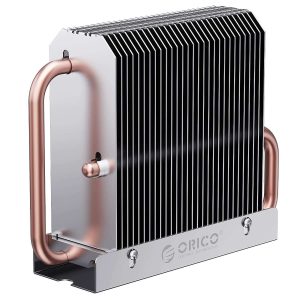 ORICO Strong Heat Dissipation M.2 SSD 2280 Heatsink Aluminum Cooling Copper Heat Pipe Silicon Therma Pads Gold with Cooling Fan - Black