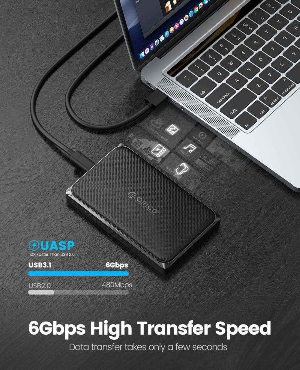 ORICO 2.5'' HDD Enclosure USB C to SATA III 2.5inch 6Gbps High Speed HDD Enclosure for 7/9.5 mm HDD SSD Support UASP Up to 6TB - 2189C3