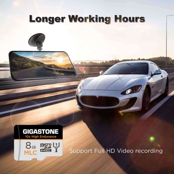 [10x High Endurance] Gigastone Industrial 8GB MLC Micro SD Card, Full HD Video Recording, Security Cam, Dash Cam, Surveillance Compatible 85MB/s, U1 C10, with Adapter [5-Yrs Free Data Recovery]