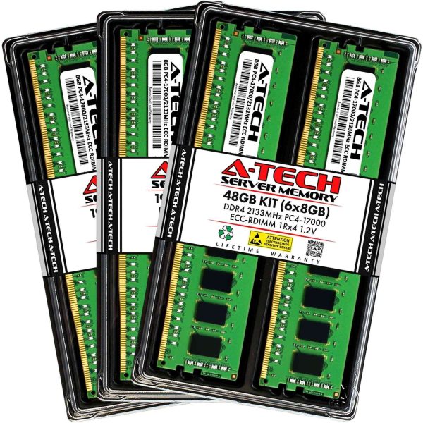 8GB RAM for Dell PowerEdge R430, R530, R630, R630 XL, R730, R730 XL, R730xd, R730xd XL, R830, R930 | 13th Gen. Rack Servers | DDR4 2400MHz ECC RDIMM PC4-19200 1Rx4 Registered Server Memory Module - 48GB (6 x 8GB),DDR4 2133 (PC4 17000)