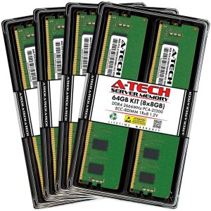A-Tech 16GB (2x8GB) 1Rx8 PC4-21300R DDR4 2666 MHz ECC RDIMM Registered DIMM 288-Pin Single Rank x8 Server & Workstation RAM Memory Upgrade Kit - 64GB (8 x 8GB)