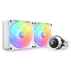NZXT Kraken RGB 240mm - RL-KR240-W1- AIO RGB CPU Liquid Cooler - LCD Display - 2 x F120RGB Core Fans Radiator Fans White LGA 1700 / AM5 Compatible - 2 Fan Slots (140 mm),White
