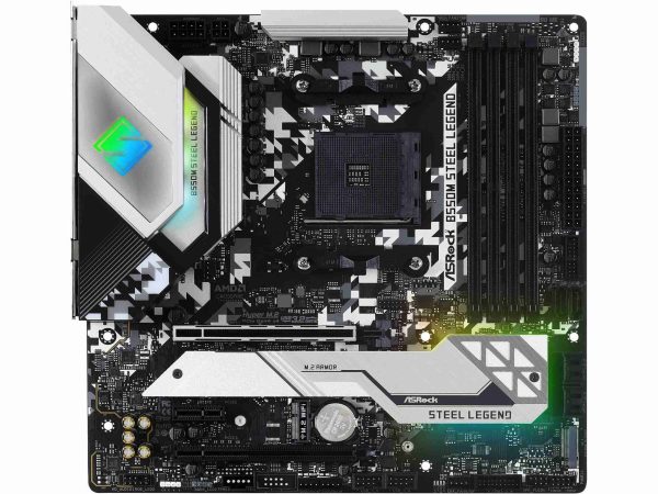 ASRock B550M Pro SE AM4 DDR4 SATA 6Gb/s 1 PCIe 4.0 x16 Micro ATX Motherboard - B550M STEEL LEGEND