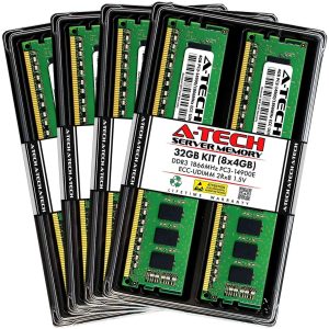 A-Tech 4GB 2Rx8 PC3-14900E DDR3 1866 MHz ECC UDIMM 1.5V ECC Unbuffered DIMM 240-Pin Dual Rank x8 Server & Workstation RAM Memory Upgrade Module - 32GB (8 x 4GB)