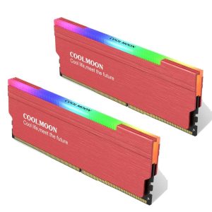 2Pcs ARGB DDR Memory RAM Cooler Armor, Memory Cooling Vest Radiator,  RGB DDR Heatsink with Controller for DIY PC Game MOD DDR3 DDR4 - Gray - Aluminum, Red