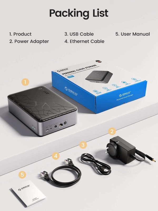 ORICO Networkable Hard Drive Enclosure for 3.5" SATA HDD, Personal NAS Storage and Private Cloud, Magnetic Lid Connection, 1GB DDR4 RAM, Quad Core CPU, CD3510(diskless)