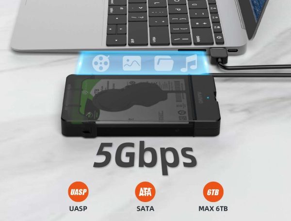 MAIWO K104 2.5 inch USB 3.0 External Hard Drive Enclosure, USB3.0 to SATA Portable Clear Hard Disk Case for 2.5" 7mm / 9.5mm SATA HDD / SSD, Support UASP SATA III, Max 6TB, Tool-Free Design