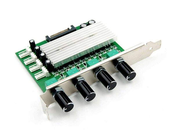 Computer PC Cooling Radiator System 4 Channel 3 pin 4 pin Cooler Fan RPM Speed Controller w/ PCI Slot Rear Bracket for fan 12 v - power by SATA 15pin