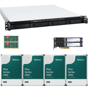 Synology RS822RP+ AMD Ryzen V1500B 4-Bay NAS 16GB RAM, 800GB (2x400GB) Cache, 16TB (4 x 4TB) of Synology Plus NAS Drives Fully Assembled and Tested By CustomTechSales - 32GB,16TB (4 x 4TB)
