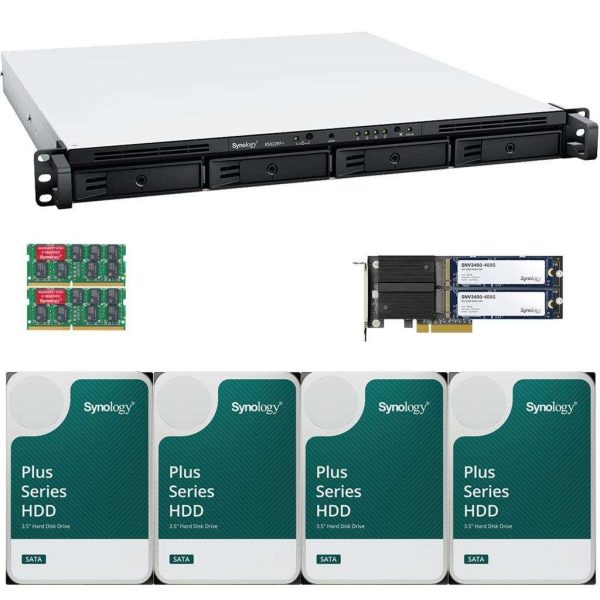 Synology RS822RP+ AMD Ryzen V1500B 4-Bay NAS 16GB RAM, 800GB (2x400GB) Cache, 16TB (4 x 4TB) of Synology Plus NAS Drives Fully Assembled and Tested By CustomTechSales - 32GB,24TB (4 x 6TB)