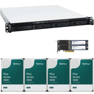 Synology RS822RP+ AMD Ryzen V1500B 4-Bay NAS 16GB RAM, 800GB (2x400GB) Cache, 16TB (4 x 4TB) of Synology Plus NAS Drives Fully Assembled and Tested By CustomTechSales - 2GB,48TB (4 x 12TB)