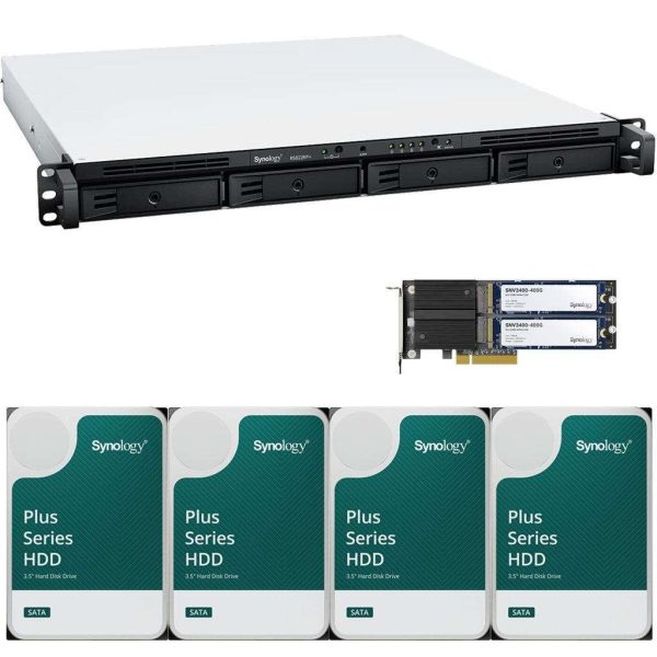 Synology RS822RP+ AMD Ryzen V1500B 4-Bay NAS 16GB RAM, 800GB (2x400GB) Cache, 16TB (4 x 4TB) of Synology Plus NAS Drives Fully Assembled and Tested By CustomTechSales - 2GB,32TB (4 x 8TB)