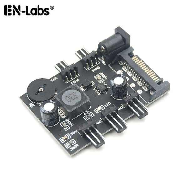 5 Channel Computer PC Case CPU Cooler 3pin cooling fan speed temperature controller, 5 Way 3 pin Fan Hub Power Supply Splitter by SATA 15 pin - SEN-MIX2