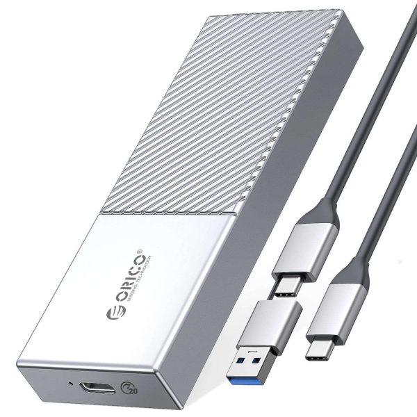 ORICO M.2 NVMe SSD Enclosure 40Gbps PCIe3.0x4 USB Type-C Aluminum Adapter, NVMe 2280 M-Key(B+M Key) External Solid State Drive Case,Compatible with Thunderbolt 3/4 USB3.2/3.1/3.0/Type C - Silver,M.2 NVME SSD,USB 3.2 Gen2x2 (20Gbps)
