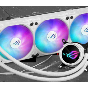 ASUS ROG Strix LC III 360 ARGB all-in-one CPU liquid cooler with 360° rotatable water block, Asetek’s new Gen7 v2 pump, premium ROG ARGB fans, and 10+ custom Aura lighting effects - 3 Fan Slots (120 mm),White,ROG STRIX LC III 360 ARGB