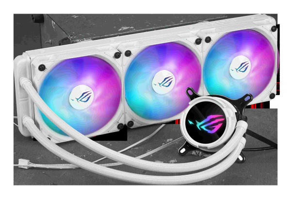ASUS ROG Strix LC III 360 ARGB all-in-one CPU liquid cooler with 360° rotatable water block, Asetek’s new Gen7 v2 pump, premium ROG ARGB fans, and 10+ custom Aura lighting effects - 3 Fan Slots (120 mm),White,ROG STRIX LC III 360 ARGB