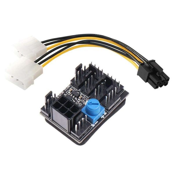 GPU 6Pin Powered PWM 4 Pin Fan Controller Hub 17A High-Power 8 Ports 4Pin CPU Case Cooler 12V Fan Speed Splitter Adapter w/ Dual Molex LP4 to PCIe 6-Pin Splitter Cable, - 2Pin & 3Pin Fan Compatible