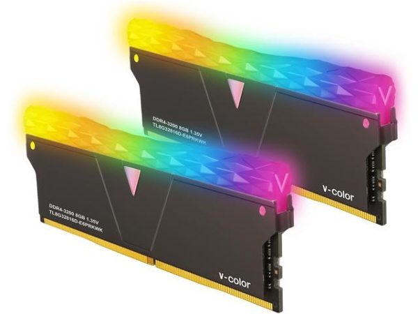 v-Color Prism Pro DDR4 32GB (2 x 16GB) 3600MHz (PC4-28800) CL18 RGB Gaming Desktop Ram Memory Module UDIMM Hynix IC Jet Black(TL1636818A-E6PRKWK) - 16GB (2 x 8GB),DDR4 3200 (PC4 25600),16,Black
