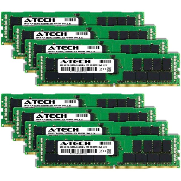 A-Tech 128GB (8x16GB) 2Rx4 PC4-21300R DDR4 2666 MHz ECC RDIMM Registered DIMM 288-Pin Dual Rank x4 Server & Workstation RAM Memory Upgrade Kit