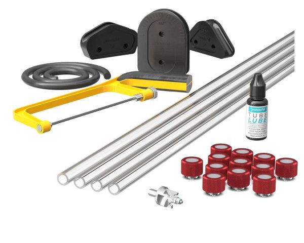 PrimoChill (Complete Kit) 4x 14mm Acrylic/PMMA Tubes, 12x Metrix SX Fitting, Bending Jig/Kit, Cutter and Finishing Bit - Candy Red