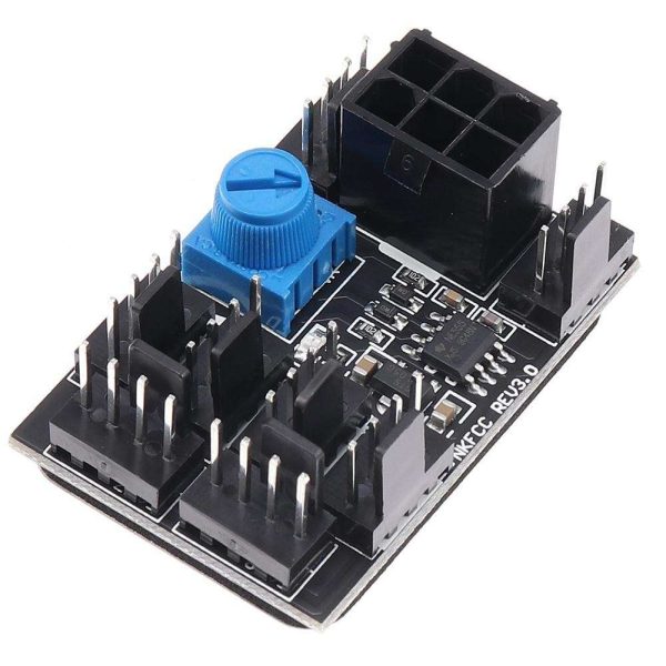 GPU 6Pin Powered PWM 4 Pin Fan Controller Hub 17A High-Power 8 Ports 4Pin CPU Case Cooler 12V Fan Speed Splitter Adapter w/ Dual Molex LP4 to PCIe 6-Pin Splitter Cable, - 2Pin & 3Pin Fan Compatible
