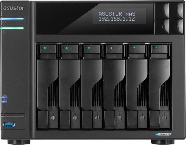 Asustor AS6706T Lockerstor 6 Gen2,4Bay NAS,Quad-Core 2.0GHz CPU,Dual 2.5GbE Ports,8GB DDR4,Four M.2 SSD Slots (Diskless)