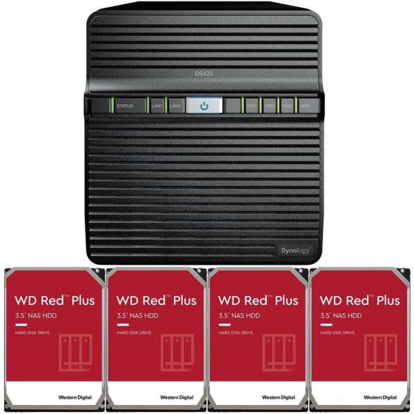 Synology DS423 4-Bay NAS, 2GB RAM, 40TB (4 x 10TB) of Western Digital Red Plus Drives Fully Assembled and Tested By CustomTechSales