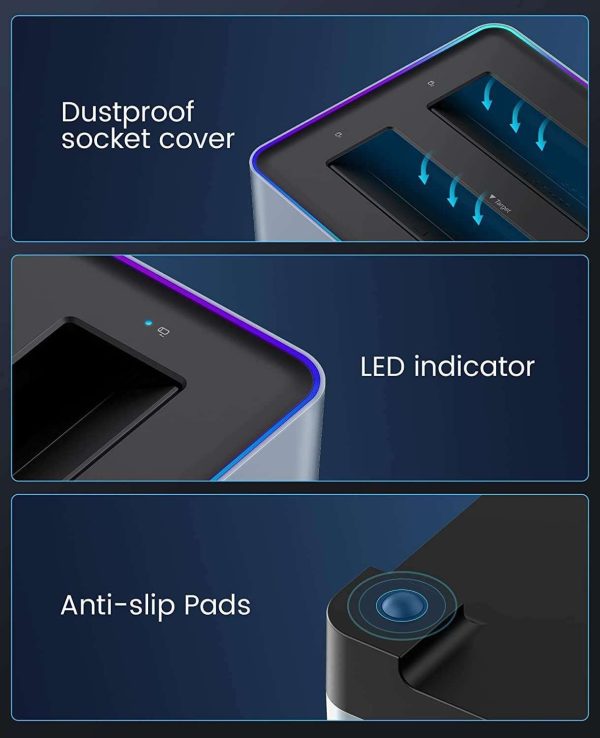 ORICO RGB HDD Docking Station Type-C Aluminum 2.5/3.5 Inch HDD Case RGB Cyberpunk Design 10Gbps Fast Speed Hard Disk Bay for PC Dual HDD With Clone Function