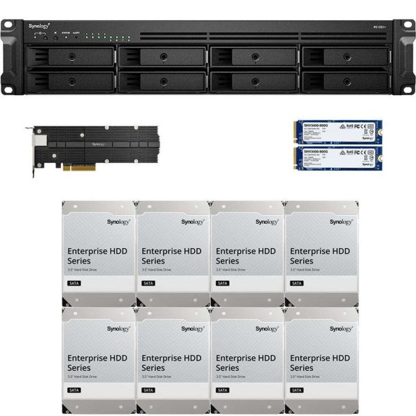 Synology RS1221+ RackStation with 4GB RAM, 1.6TB (2x800GB) Synology Cache and 32TB (8 x 4TB) of Synology Enterprise Drives Fully Assembled and Tested By CustomTechSales - 4GB DDR4,96TB (8 x 12TB)