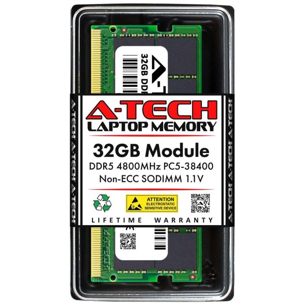 A-Tech 8GB DDR5 5600MHz SODIMM PC5-44800 Non-ECC Unbuffered CL46 1.1V 262-Pin SO-DIMM Laptop Notebook Computer RAM Memory Upgrade Module - 32GB,DDR5 4800 (PC4 38400),40