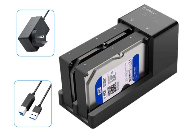 ORICO USB 3.0 to SATA 5 Bay Hard Drive Docking Station with Duplicator Offline Clone Function for 2.5 or 3.5in HDD, SSD Support 5X 16 TB(6558US3) - Dual HDD,2,USB 3.0 3.5",2 Bay