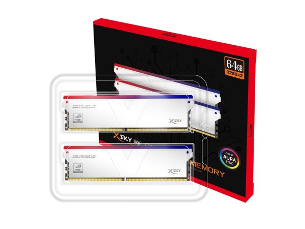 V-COLOR DDR5 XSky ROG Certified 64GB (32GBx2) 6200MHz CL36 1.35V SK Hynix IC RGB Gaming Desktop Upgrade RAM Memory Module Dual Rank-Mirrored Silver (RTMXSL3262836SWK)