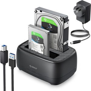 ORICO Dual Bay External Hard Drive Docking Station USB 3.0 to SATA with Duplicator/ Offline Clone Function HDD Dock for 2.5/3.5 inch HDD SSD Plug&Play Support UASP Max Up to 36TB