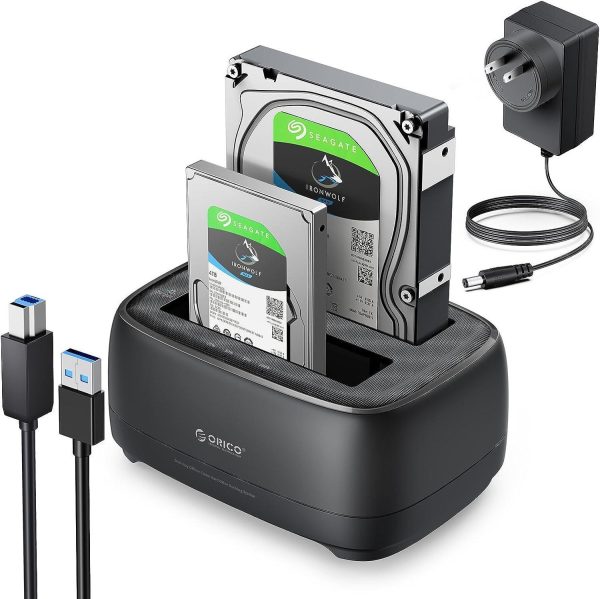 ORICO Dual Bay External Hard Drive Docking Station USB 3.0 to SATA with Duplicator/ Offline Clone Function HDD Dock for 2.5/3.5 inch HDD SSD Plug&Play Support UASP Max Up to 36TB