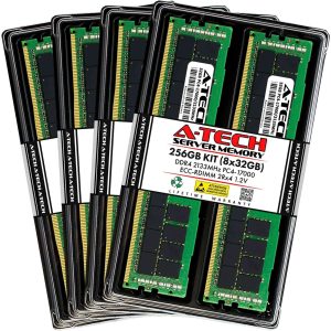 A-Tech 64GB (2x32GB) 2Rx4 PC4-17000R DDR4 2133 MHz ECC RDIMM Registered DIMM 288-Pin Dual Rank x4 Server & Workstation RAM Memory Upgrade Kit - 256GB (8 x 32GB)