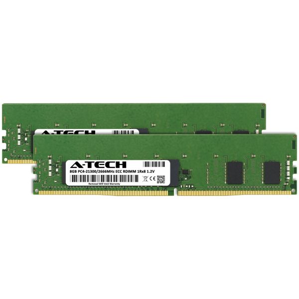 A-Tech 16GB (2x8GB) 1Rx8 PC4-21300R DDR4 2666 MHz ECC RDIMM Registered DIMM 288-Pin Single Rank x8 Server & Workstation RAM Memory Upgrade Kit
