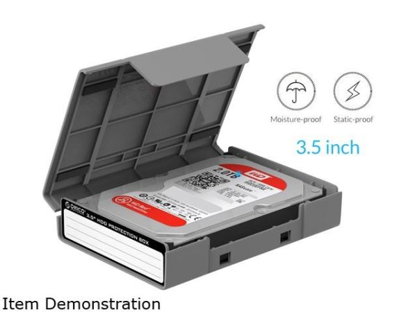 [ 5 Pack ]ORICO 3.5-inch Hard Drive HDD Protection Box Case Storage Case for Hard Drive(HDD) or SDD, Anti-Static/Anti-Shake/Water Resistant/Dust Resistant -Gray