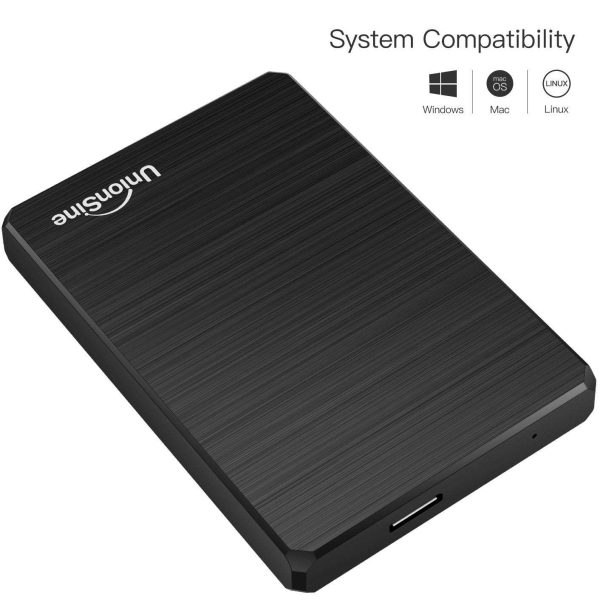 UnionSine 500GB Ultra Slim Portable External Hard Drive USB3.0 HDD Storage Compatible for PC, Desktop, Laptop, Xbox One, Xbox one, PS4(Black)