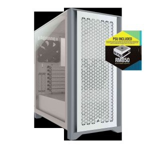 Corsair ATX Mid Tower Black - 4000D (White) w/ RM850 White PSU