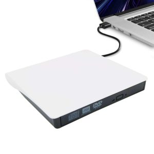 AUTENS External CD DVD Drive USB 3.0 Portable Fits for DVD-R DVD-RW DVD+R DVD+RW DVD-ROM DVD CD Burner Player Writer Black for PC Laptop Computer Windows 11/10/8/7 - White