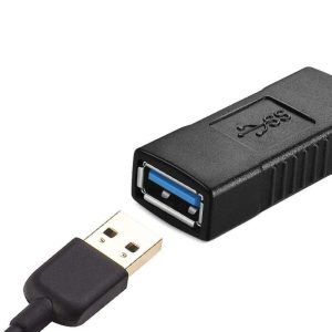 USB 3.0 Type A Female to Female Extension Connector Adapter F/F, Black 2 pack - 5 pack