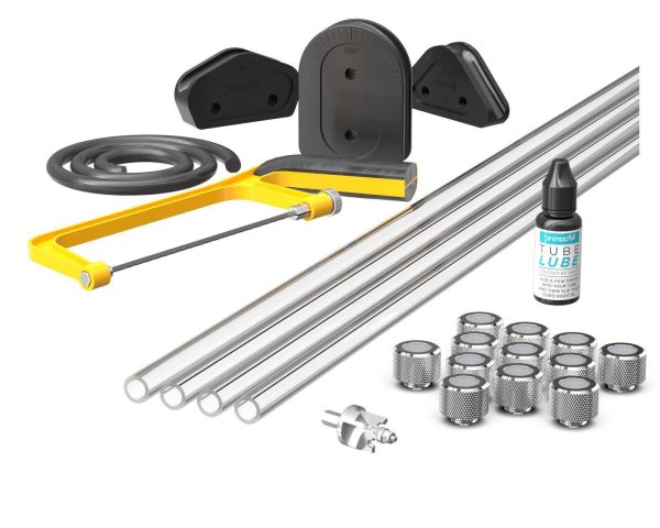 PrimoChill (Complete Kit) 4x 14mm Acrylic/PMMA Tubes, 12x Metrix SX Fitting, Bending Jig/Kit, Cutter and Finishing Bit - Silver Nickel