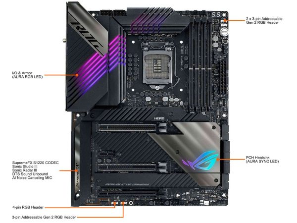ASUS ROG Maximus XIII Hero (WiFi 6E) Z590 LGA 1200 (Intel 11th/10th Gen) ATX Gaming Motherboard (PCIe 4.0, 14+2 Power Stages, DDR4 5333+, Dual 2.5Gb LAN, Thunderbolt 4 Onboard, Bluetooth v5.2.