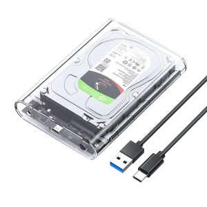 ORICO Transparent 3.5 inch HDD Enclosure External Hard Drive Disk Case for 2.5" 3.5" SATA HDD and SSD Tool Free [ Support UASP and 16TB Drives ] - Transparent Clear,USB 3.1,USB 3.1 3.5",1 Bay USB 3.1