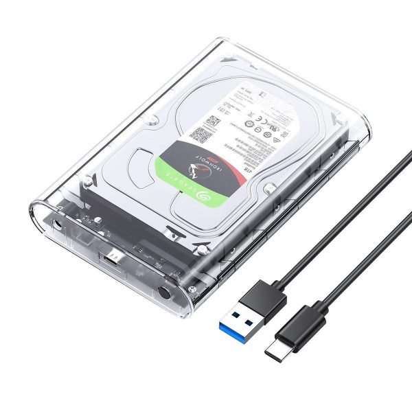 ORICO Transparent 3.5 inch HDD Enclosure External Hard Drive Disk Case for 2.5" 3.5" SATA HDD and SSD Tool Free [ Support UASP and 16TB Drives ] - Transparent Clear,USB 3.1,USB 3.1 3.5",1 Bay USB 3.1