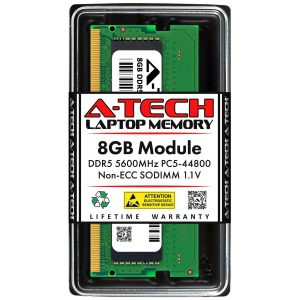 A-Tech 8GB DDR5 5600MHz SODIMM PC5-44800 Non-ECC Unbuffered CL46 1.1V 262-Pin SO-DIMM Laptop Notebook Computer RAM Memory Upgrade Module
