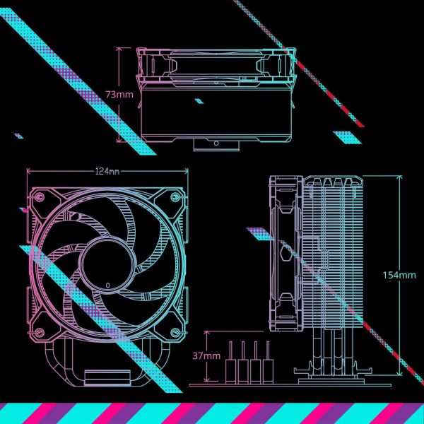 Cooler Master Hyper 212 Halo Black CPU Air Cooler, MF120 Halo² Fan, Dual Loop ARGB, Aluminum Top Cover, 4 Copper Heat Pipes, 154mm (H) for AMD Ryzen AM5/AM4, Intel LGA1700/1200 (RR-S4KK-20PA-R1)