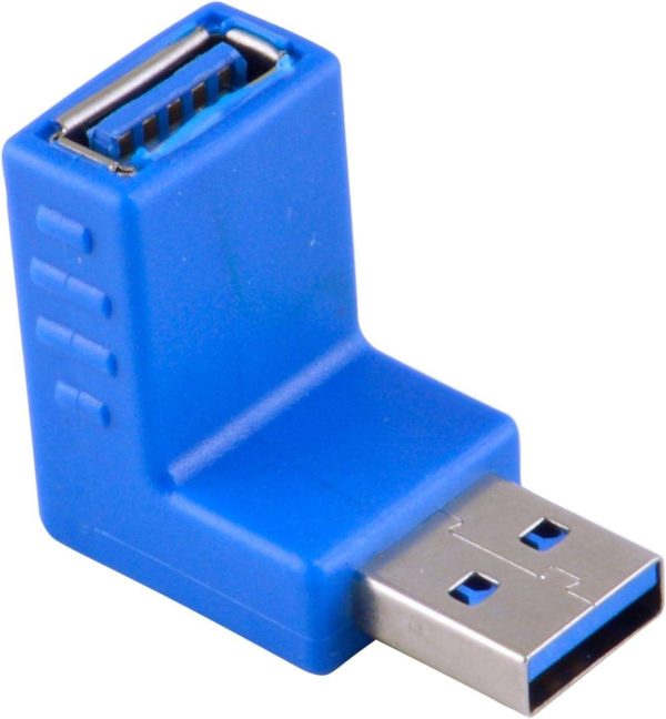 USB 3.0 Down Facing 90-Degree Right Angle Adapter Male Female Coupler Extension - 1 pack