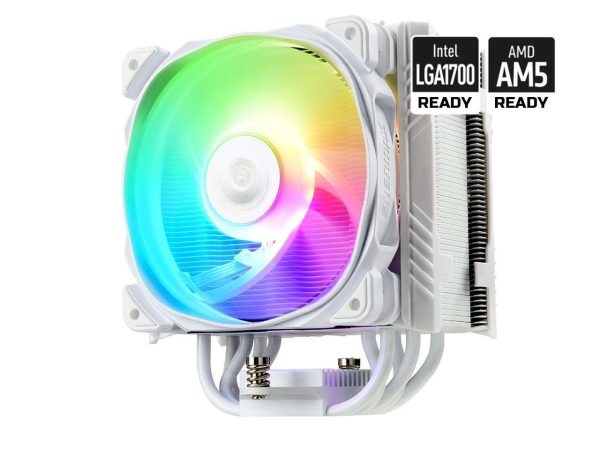 Enermax ETS-N31 CPU Air Cooler, 130W+ TDP for Intel/ AMD Universal Socket AM4 & AM5 / Intel LGA 1700/1200/1151, 3 Direct Contact Heat Pipes, 92mm PWM Fan – AM5 & LGA 1700 Ready - White,Addressable RGB,120mm